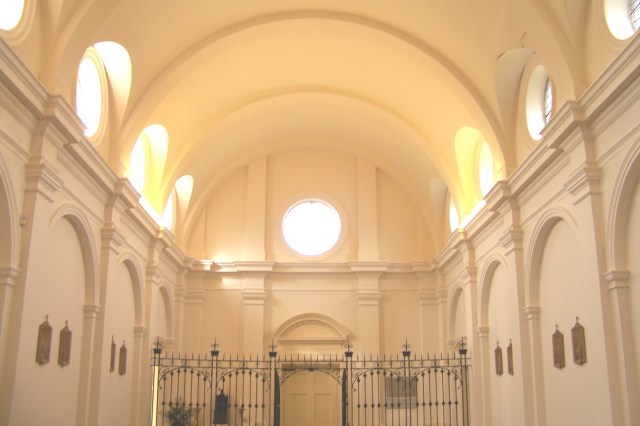 A"priest's eye" view of the interior of the church, at the altar rail.