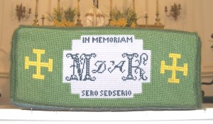 A particularly beautiful example: Mary D'Arcy Kenyon's hassock, embroidered by her great-grandson, Robin Bramley